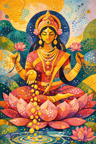 Lakshmi Hindu Goddess illustration.