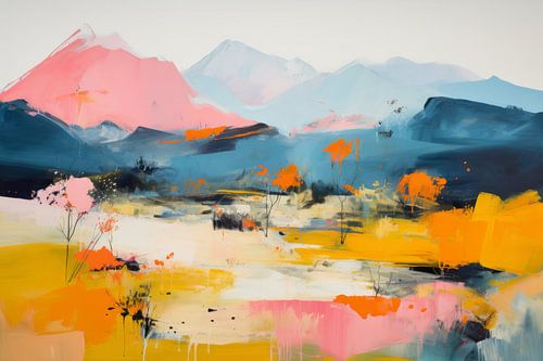 Paysage moderne et abstrait aux couleurs pastel