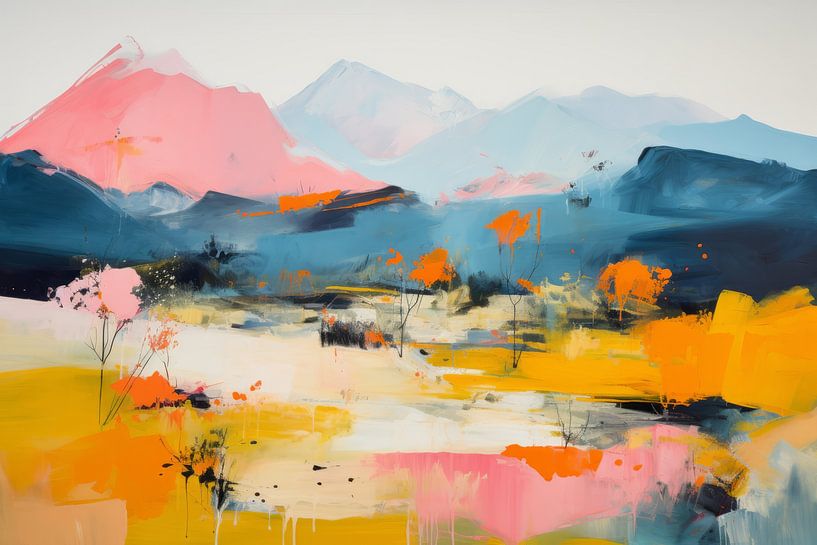 Modern and abstract landscape in pastel colours by Studio Allee