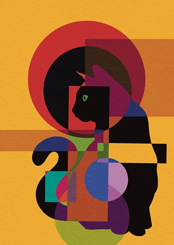 Kleurrijke geometrische kat van Sabrina Timmermans
