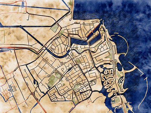 Kaart van Medemblik in de stijl 'Serene Summer'