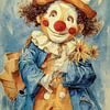 happy clown in aquarel van Gelissen Artworks