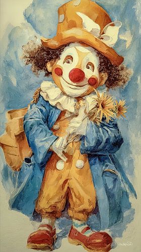 happy clown in aquarel