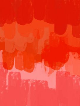Bunte abstrakte minimalistische Landschaft in lebhaftem Rot, Orange, Rosa von Abstrakte minimalistische Kunst