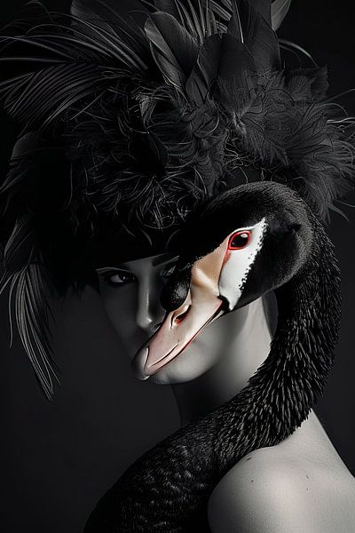 woman with swan by Egon Zitter