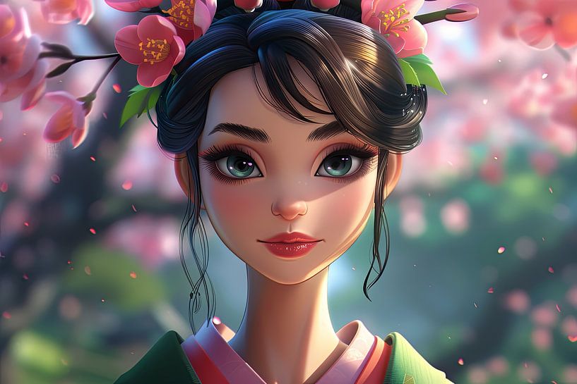pictorial Japanese image Geisha portrait cartoon by Egon Zitter