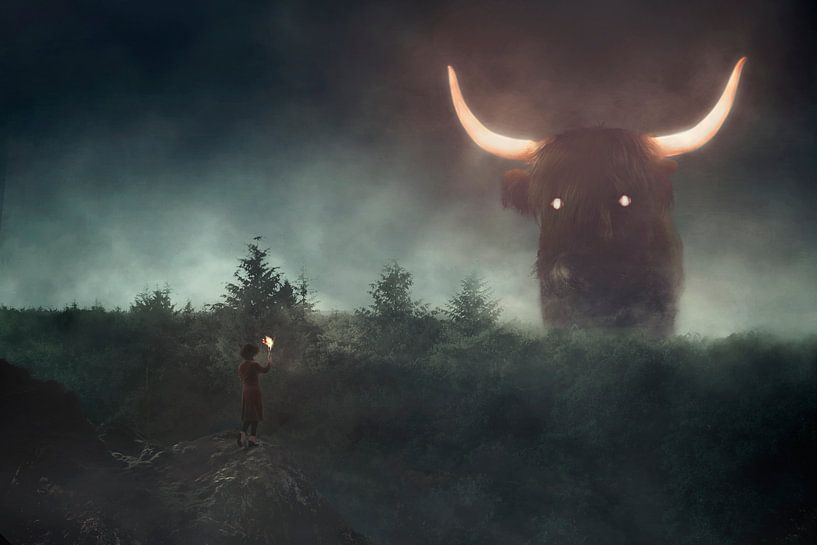 Majestic Scottish Highlander: An Image Manipulation Remembering Nature's Primal Power by Elianne van Turennout