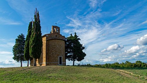 Cappella della Madonna di Vitaleta in de Val D'Orcia in Toscane, Italië