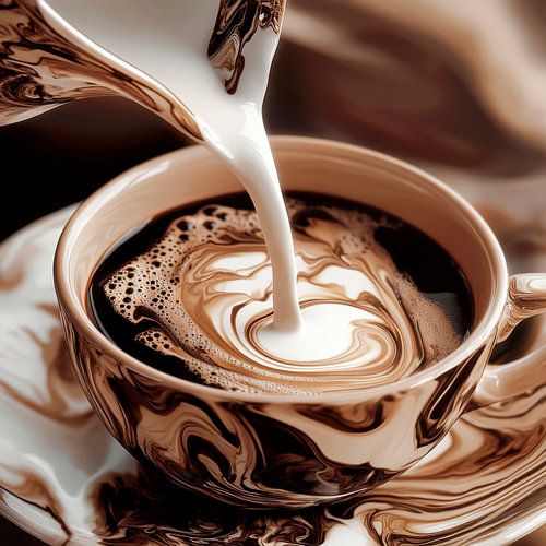 Le café rencontre le lait : une œuvre d'art