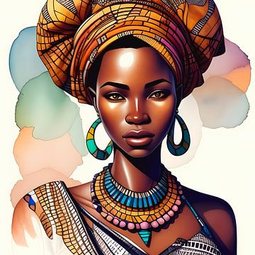 Femme africaine, portrait illustré à l'aquarelle sur All Africa