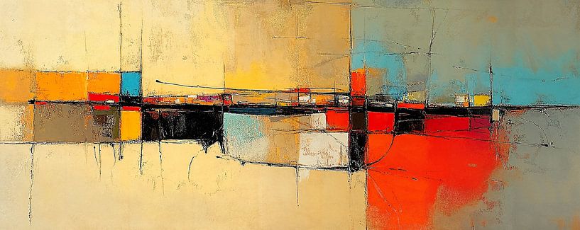Art abstrait orange bleu par Zen et Plus