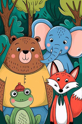 Vrolijke illustratie bosdieren kinderen