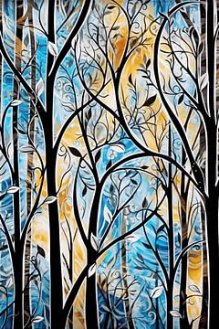 Kleurrijke Abstracte Natuur in Art Deco Stijl van Art & Soul Creations