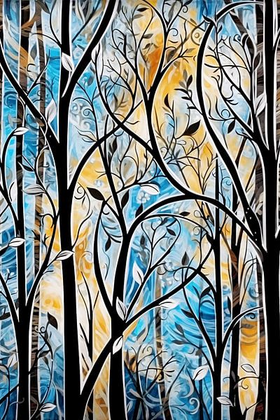 Kleurrijke Abstracte Natuur in Art Deco Stijl van Art & Soul Creations