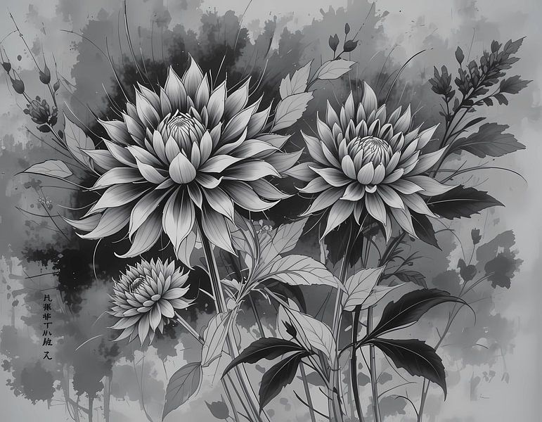 Monochrome bloei van Artistic
