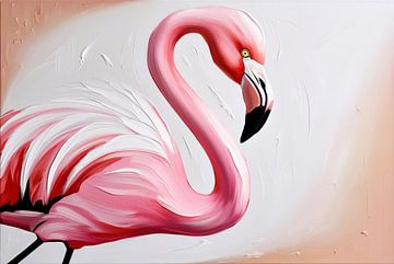 Abstract flamingo schilderij in kleur van Art & Soul Creations