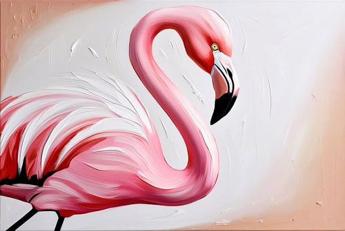 Abstract flamingo schilderij in kleur