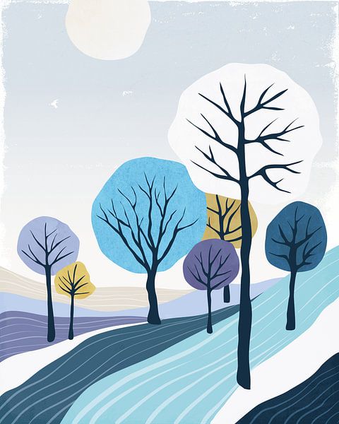 Abstract winterlandschap 10 van Tanja Udelhofen