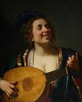Vrouw stemt haar luit - Gerard van Honthorst