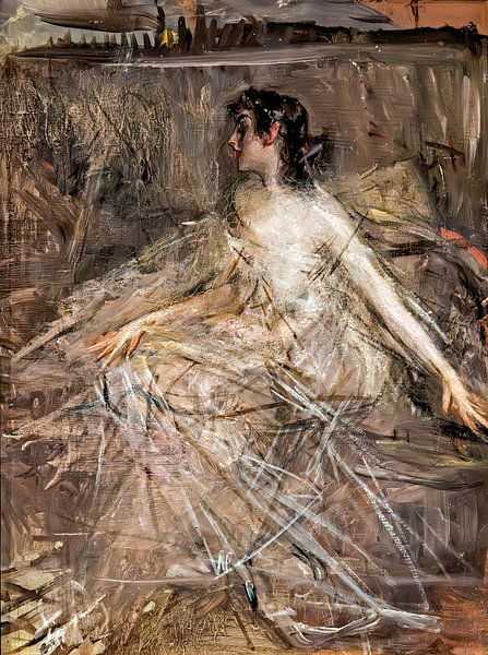 Giovanni Boldini - Porträt einer sitzenden weiblichen Figur von Peter Balan