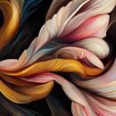 "Dansen met kleur", abstract botanisch schilderij van Studio Allee thumbnail