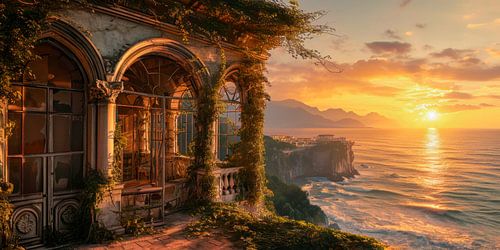 Verlaten Paleis aan Zee – Zonsondergang Panorama