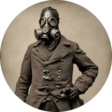 Historisch mannen figuur met gasmasker van FoXo Art