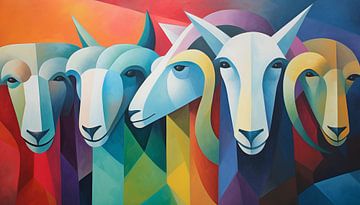 Abstracte schapen kubisme panorama van TheXclusive Art