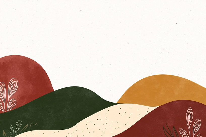 Minimalistisch abstract landschap met natuur van Art & Soul Creations