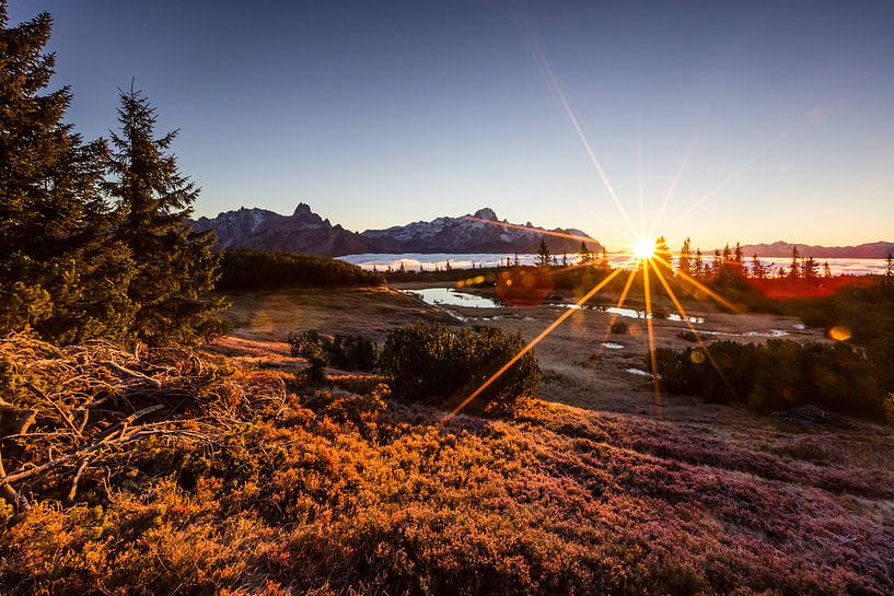 Golden sunrise in the mountains II by Coen Weesjes