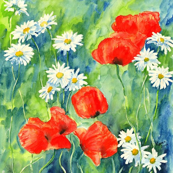 Daisies and poppies by Karen Kaspar