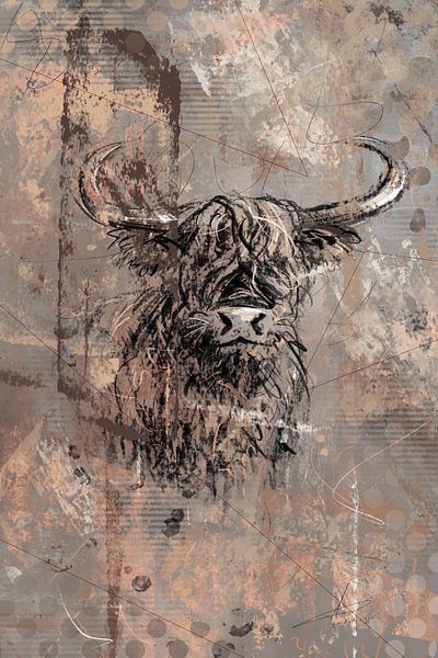 Tough and robust artwork of a Scottish highlander by Emiel de Lange