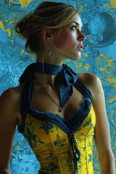portrait en jaune et bleu par Egon Zitter