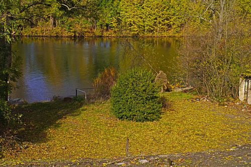 Herfst aan de Saale in Halle Saale in Duitsland