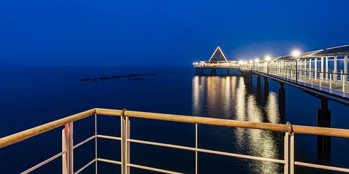 Heringsdorf pier on the island of Usedom by night by Werner Dieterich