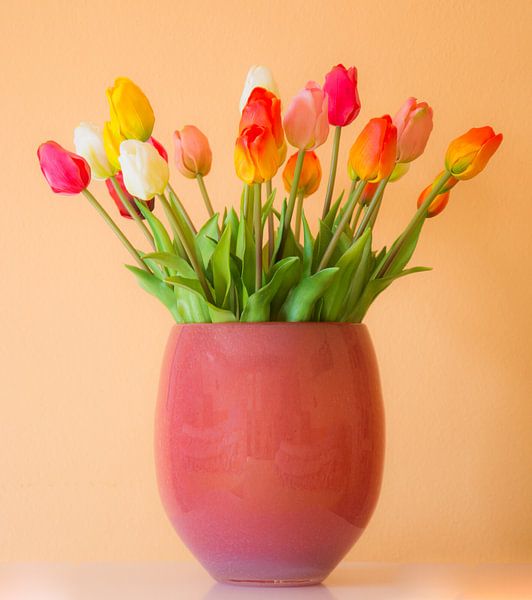 Bouquet with tulips in a vase by ManfredFotos