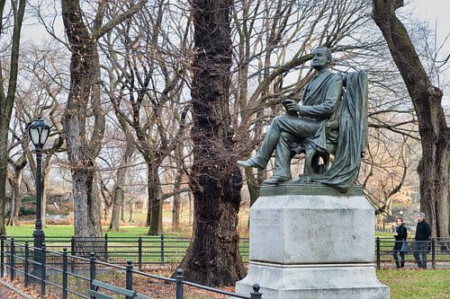 Fitz Greene Halleck Statue (by  James Wilson Alexander MacDonald)  in Central park New York city day