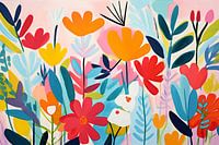 Minimalistische Blumen und Blätter in Pastellfarben