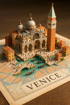Venice Gondola & Campanile Miniature – Romantic Italy Wall Decor by Travel Shop