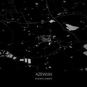 Zwart-witte landkaart van Azewijn, Gelderland. van Rezona