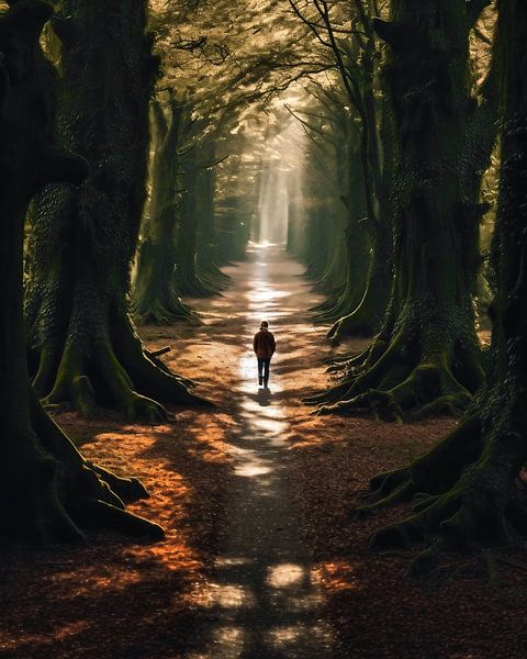 Waldspaziergang zum Sonnenaufgang von fernlichtsicht