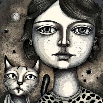 Meisje en de kat van Andreas Magnusson