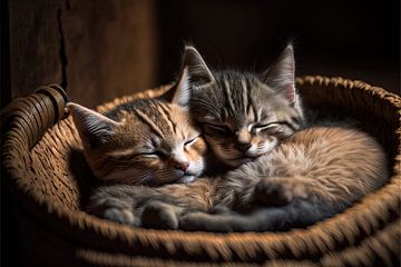 De mignons chats endormis, un bel éclairage et de belles couleurs. sur Surreal Media