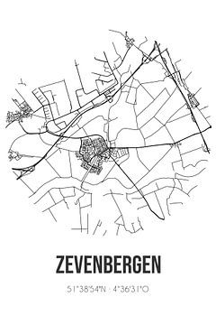 Zevenbergen (Noord-Brabant) | Landkaart | Zwart-wit van Rezona