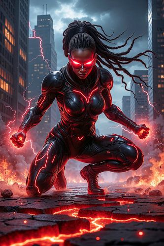 VOLTARYX – De zwarte superheldin van de cyberpunk stad