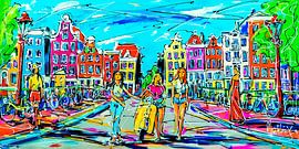 Street of Amsterdam, Girls and a Scooter by Kleine Atelier