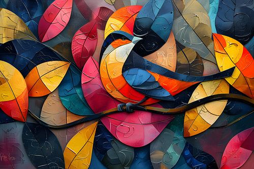 Schilderij Vogels | Kleurrijk Schilderij Woonkamer | Abstract Schilderij