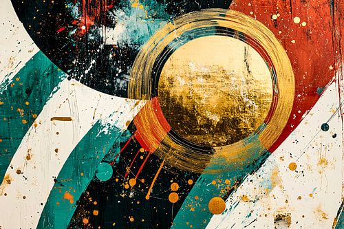 Dynamisch abstract met gouden cirkel