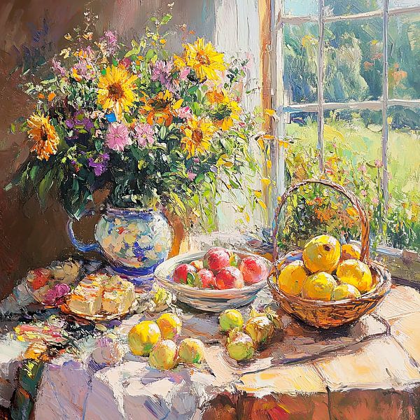 Summer on the table - classic still life by Vlindertuin-Art on