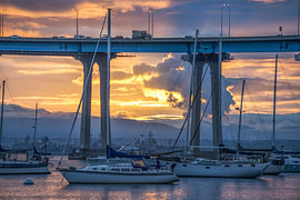 Bright Horizon Sunrise - Coronado Bridge by Joseph S Giacalone Photography